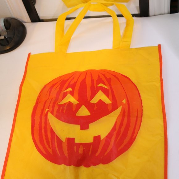 lot of 2 different size halloween bags w/ handle pumking orange - Picture 1 of 4
